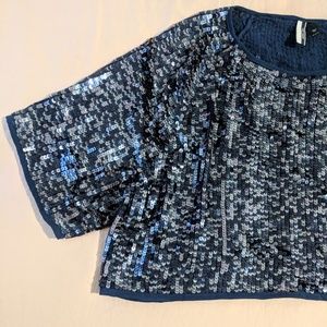 Navy Blue Sequin Crop Top - SALE! Price Lowered!